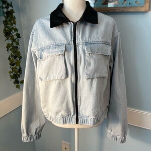 Light Blue Jean Jacket with Black Collar